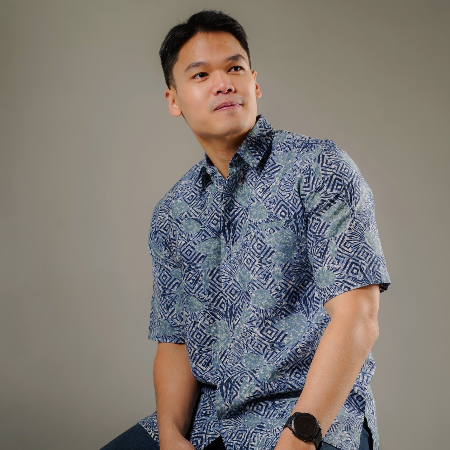 Tropical - Mandalas Premium Men's Short Sleeve Batik Shirt