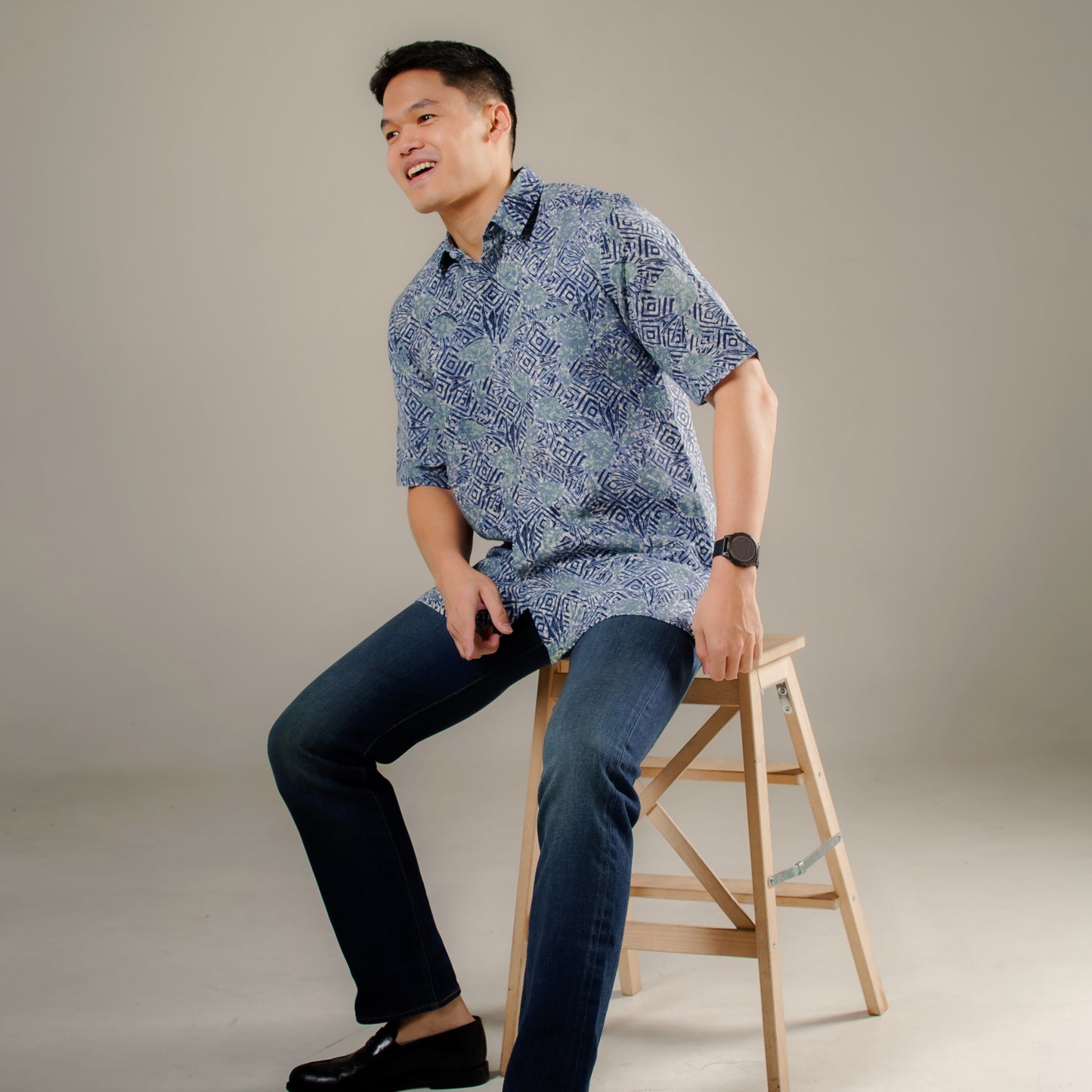 Tropical - Mandalas Premium Men's Short Sleeve Batik Shirt