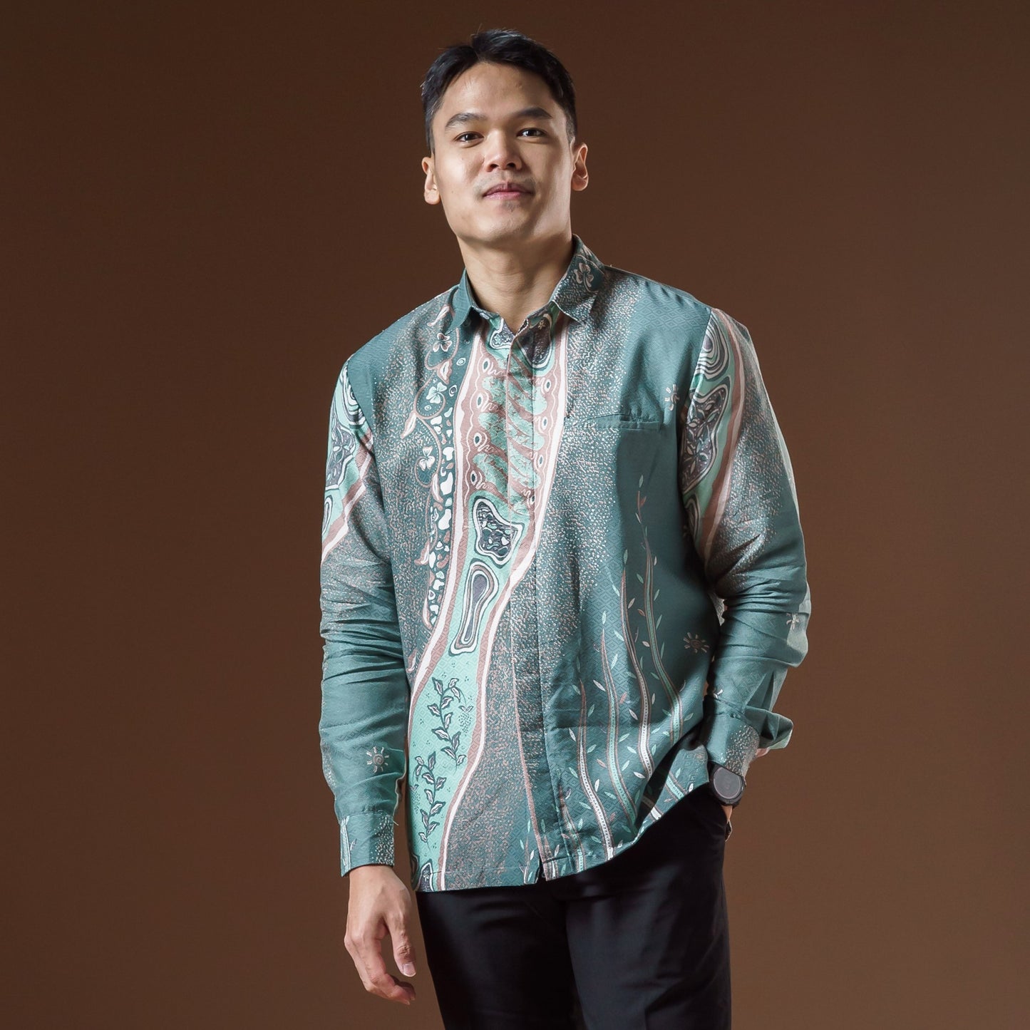 Bengaru - Mandalas Premium Men's Long Sleeve Batik Shirt