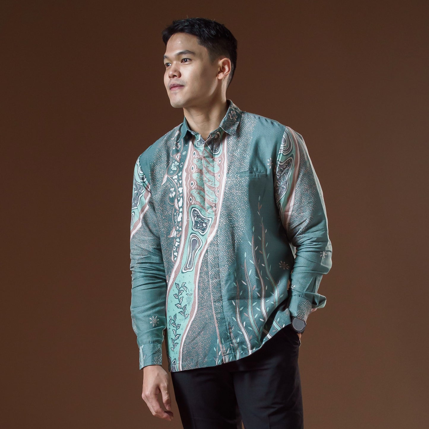 Bengaru - Mandalas Premium Men's Long Sleeve Batik Shirt