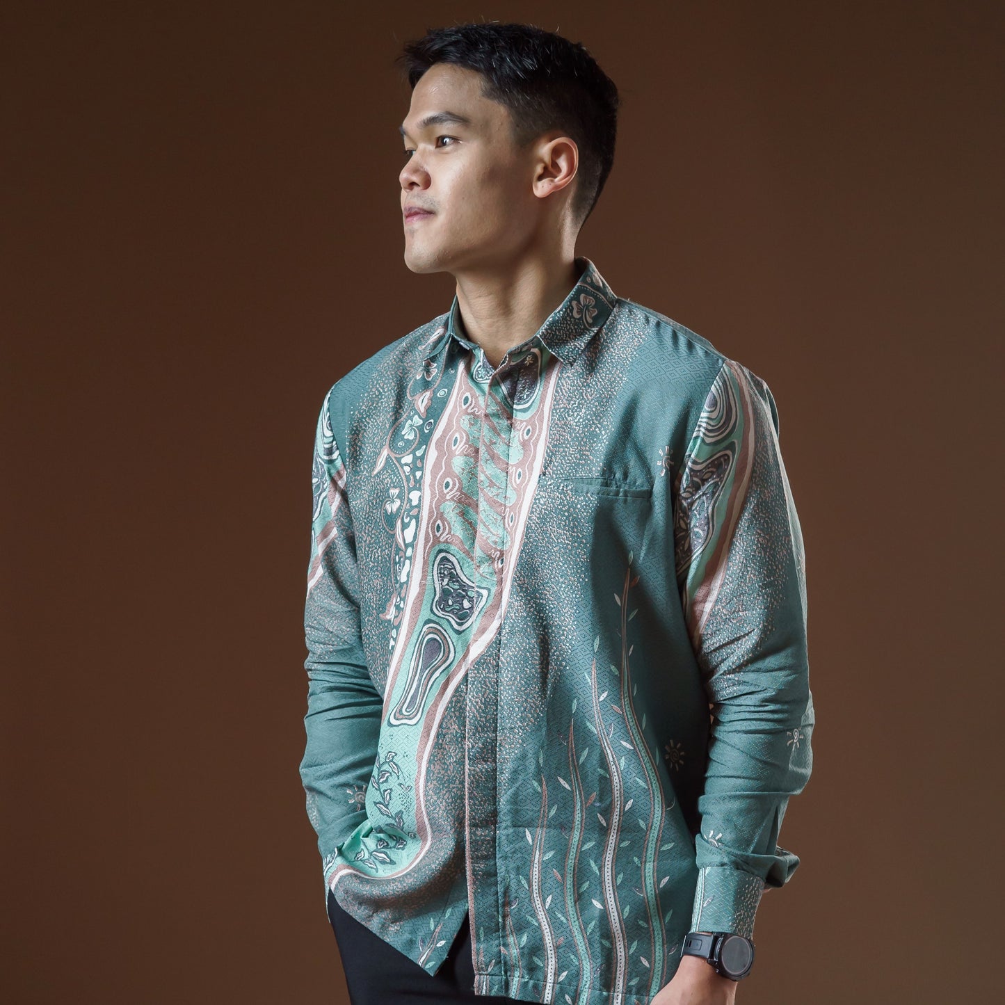 Bengaru - Mandalas Premium Men's Long Sleeve Batik Shirt