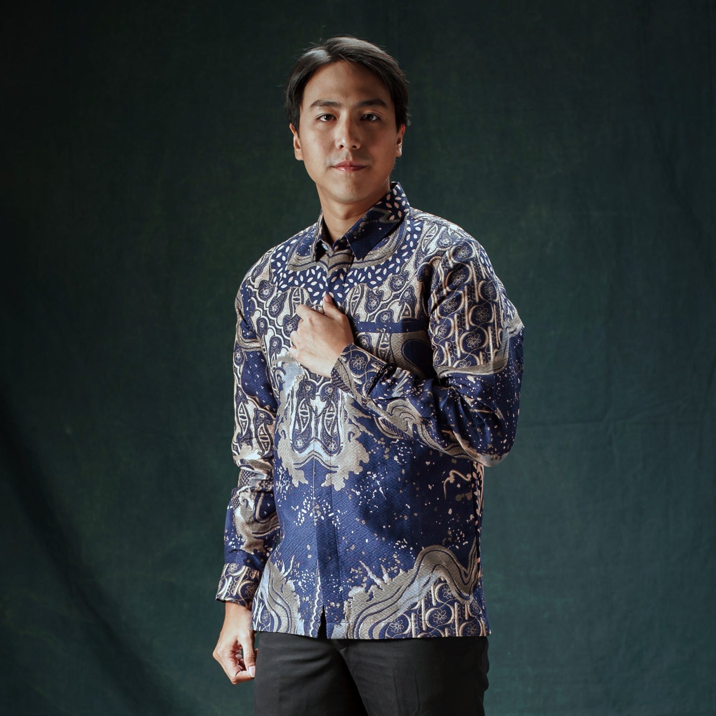 Serasi - Mandalas Premium Men's Long Sleeve Batik Shirt