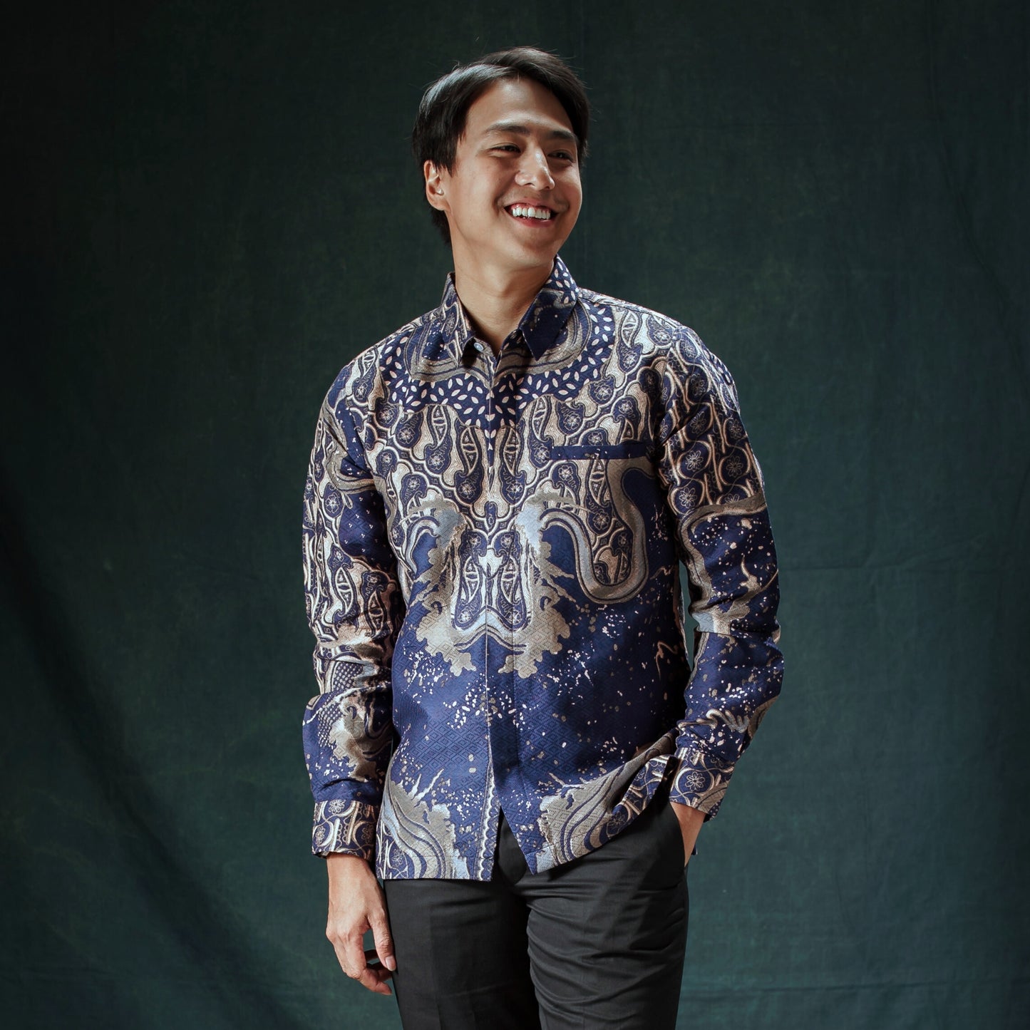 Serasi - Mandalas Premium Men's Long Sleeve Batik Shirt