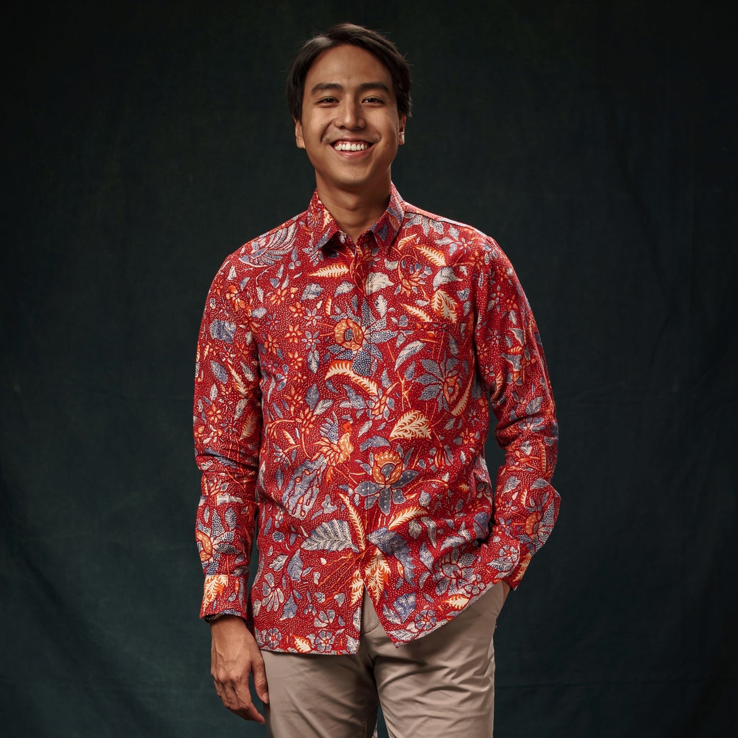 Rubinu - Mandalas Premium Men's Long Sleeve Batik Shirt