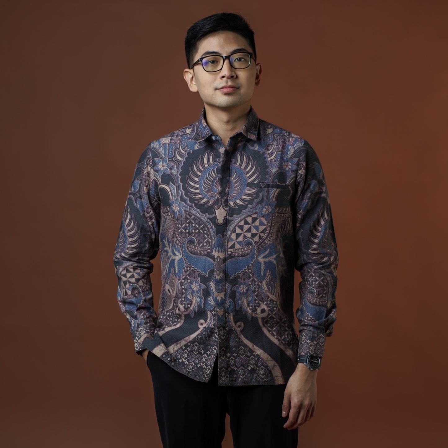 Valdora - Mandalas Premium Men's Long Sleeve Batik Shirt