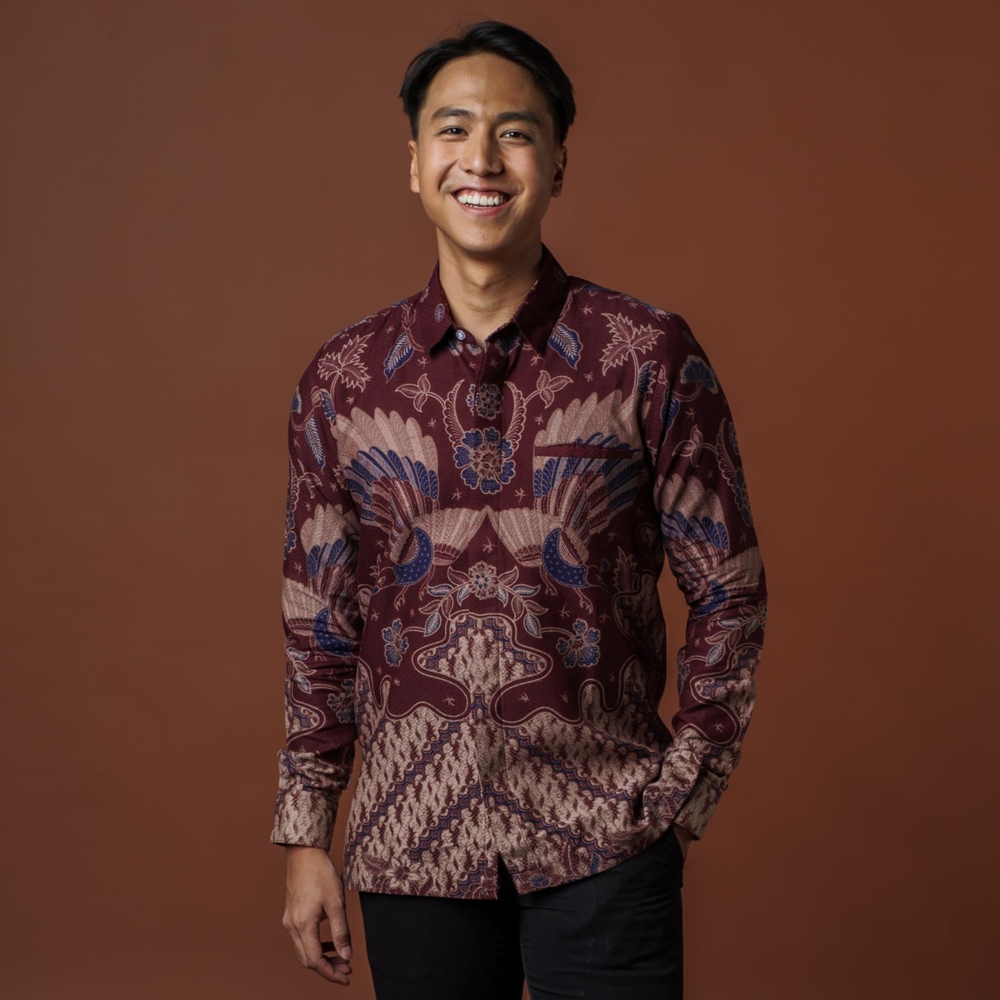 Wita - Mandalas Premium Men's Long Sleeve Batik Shirt