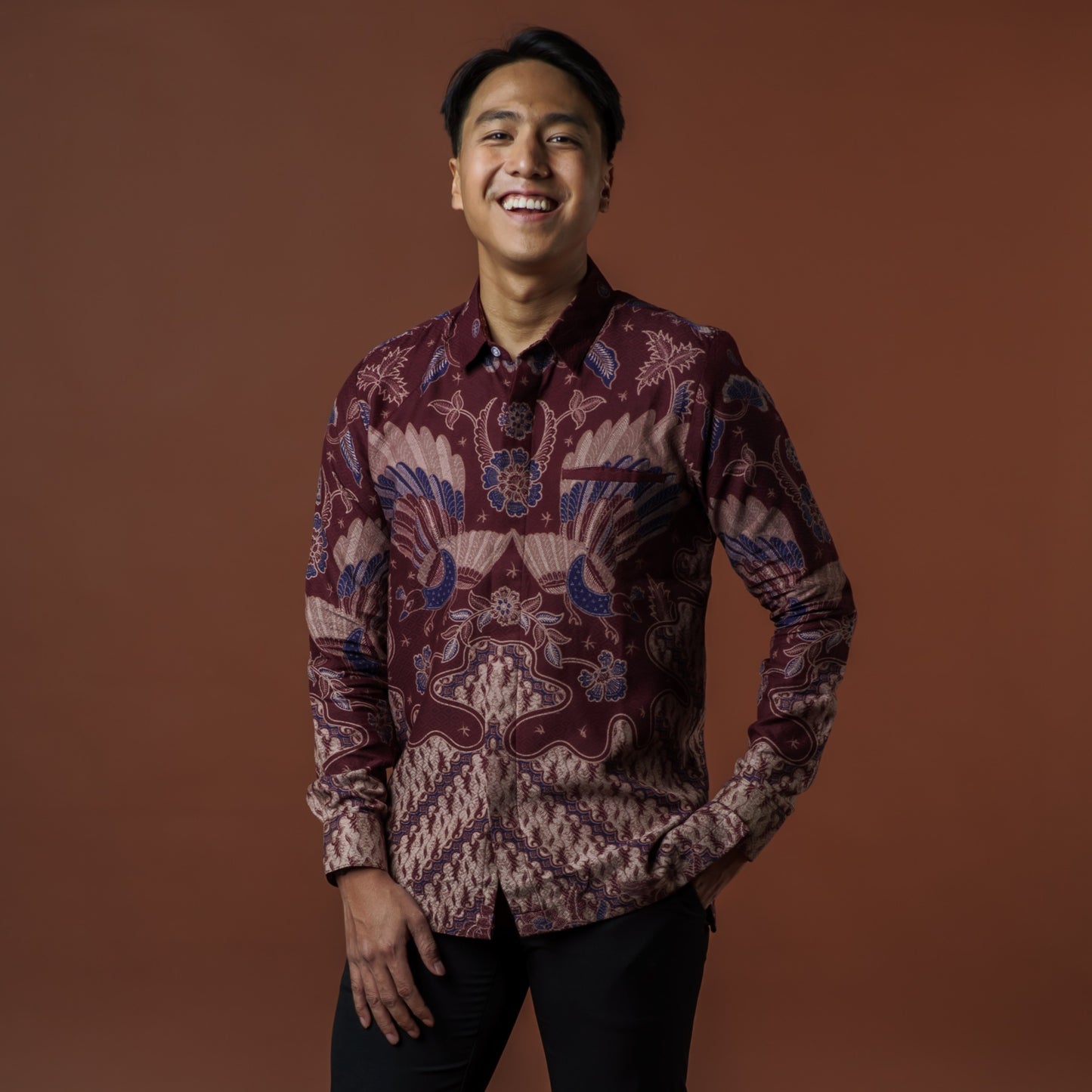 Wita - Mandalas Premium Men's Long Sleeve Batik Shirt