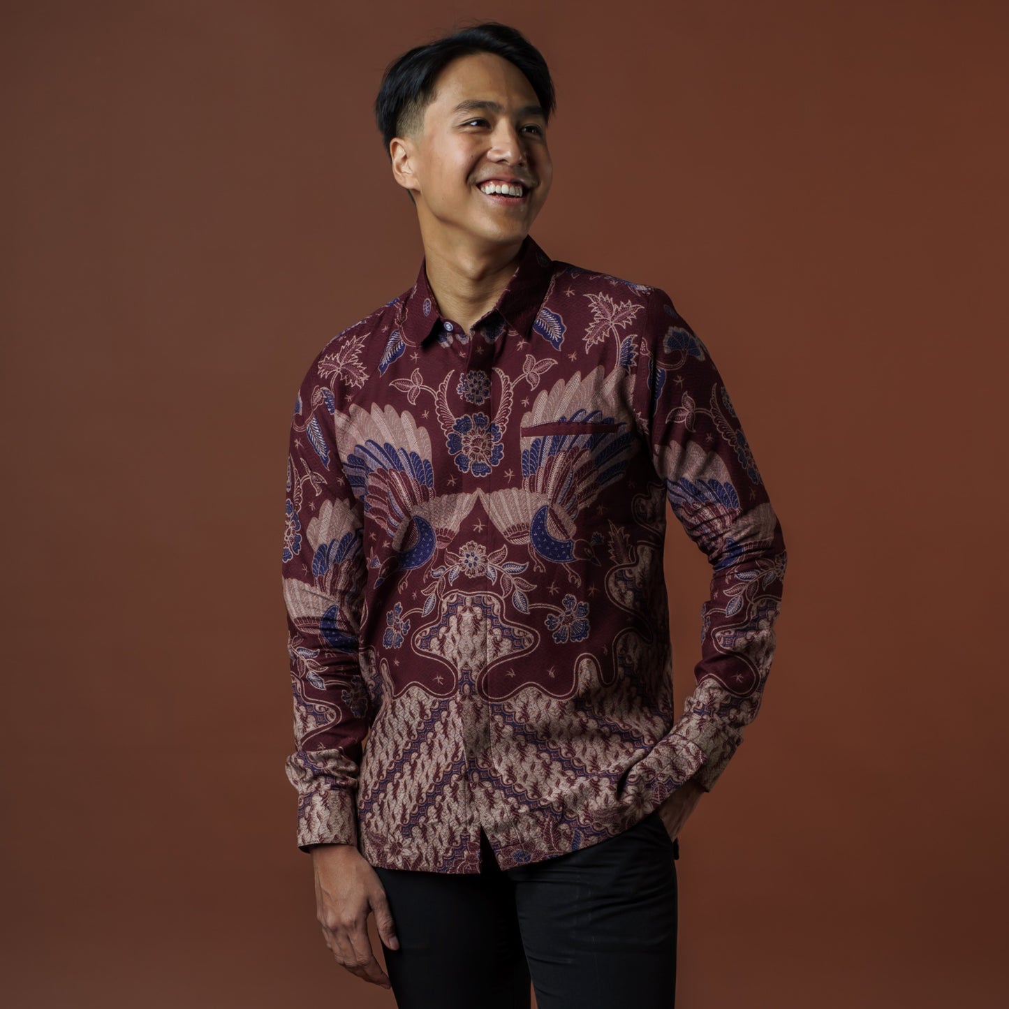 Wita - Mandalas Premium Men's Long Sleeve Batik Shirt