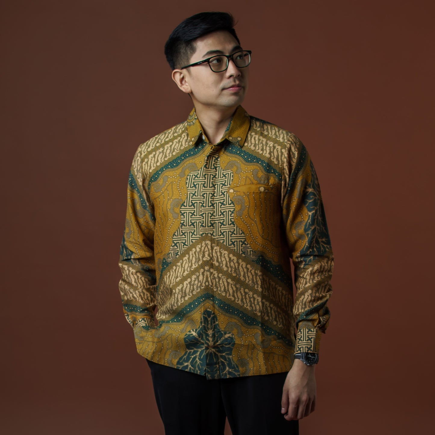 Vijagal - Mandalas Premium Men's Long Sleeve Batik Shirt