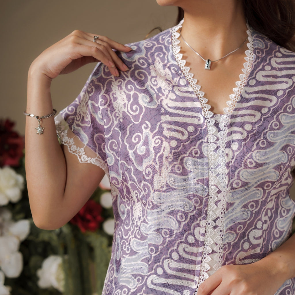 Dalilah Short Sleeve - Mandalas Top Kebaya Set Women's Modern Batik Embroidery Outer