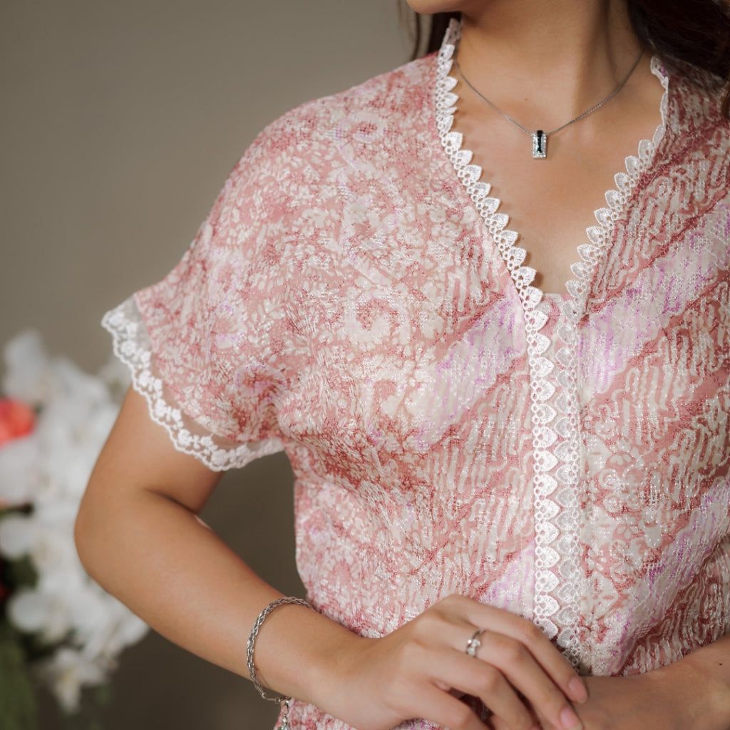 Dalilah Short Sleeve - Mandalas Top Kebaya Set Women's Modern Batik Embroidery Outer