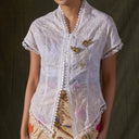 Nadine Lengan Pendek - Mandalas Atasan Kebaya Wanita Outer Tencel Jacquard Bordir Modern - Mandalas