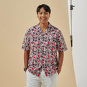 Vibrant aloha batik shirt with a tropical pattern