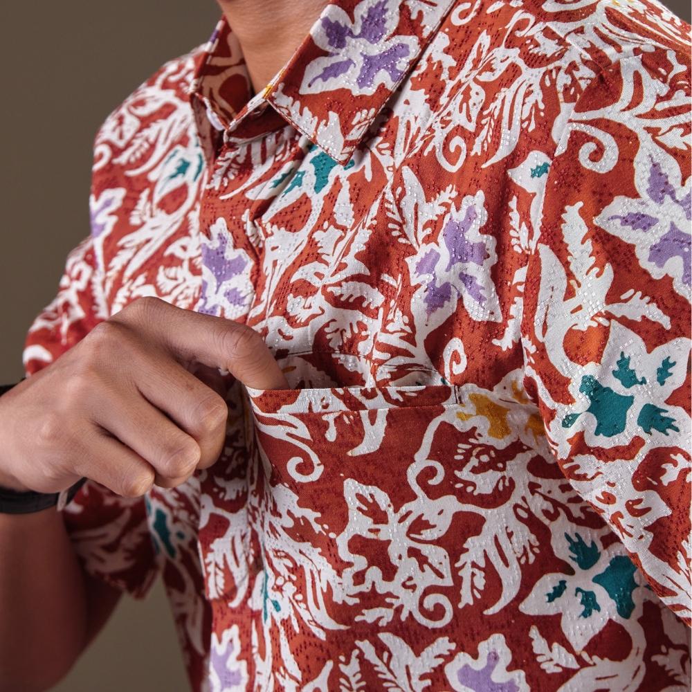 Autum - Mandalas Premium Men's Short Sleeve Batik Shirt
