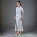 Meera Porcelain Short Sleeve – Mandalas Women’s Encim Kebaya Embroidered Blouse in Soft Viscose with Orchid Motif