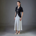 Meera Black Short Sleeve – Mandalas Women’s Encim Kebaya Embroidered Blouse in Soft Viscose with Orchid Motif