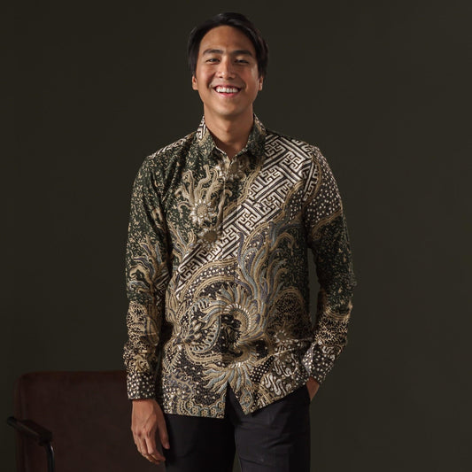 Rejowina - Mandalas Premium Men's Long Sleeve Batik Shirt