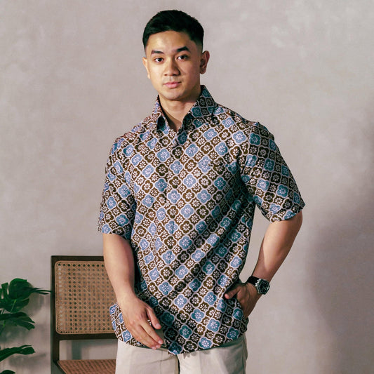 Ramiru - Mandalas Premium Men's Short Sleeve Batik Shirt
