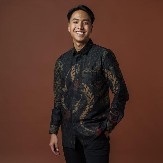 Wasita - Mandalas Premium Men's Long Sleeve Batik Shirt