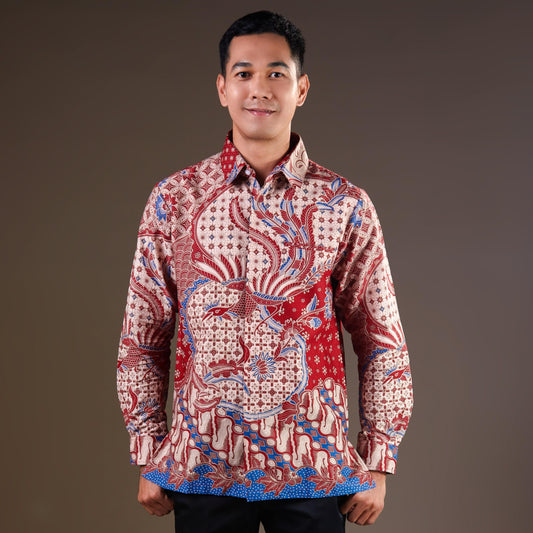 Meiberi - Mandalas Premium Men's Long Sleeve Batik Shirt