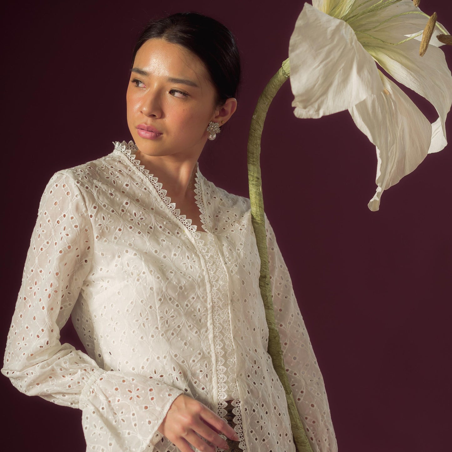 Celina Long Sleeve - Mandalas Women's Kebaya Top Modern Embroidered Cotton Outer
