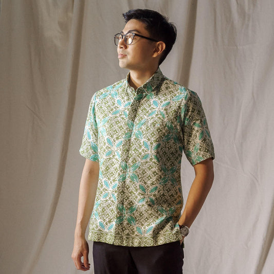 Kambodi - Mandalas Premium Men's Short Sleeve Batik Shirt