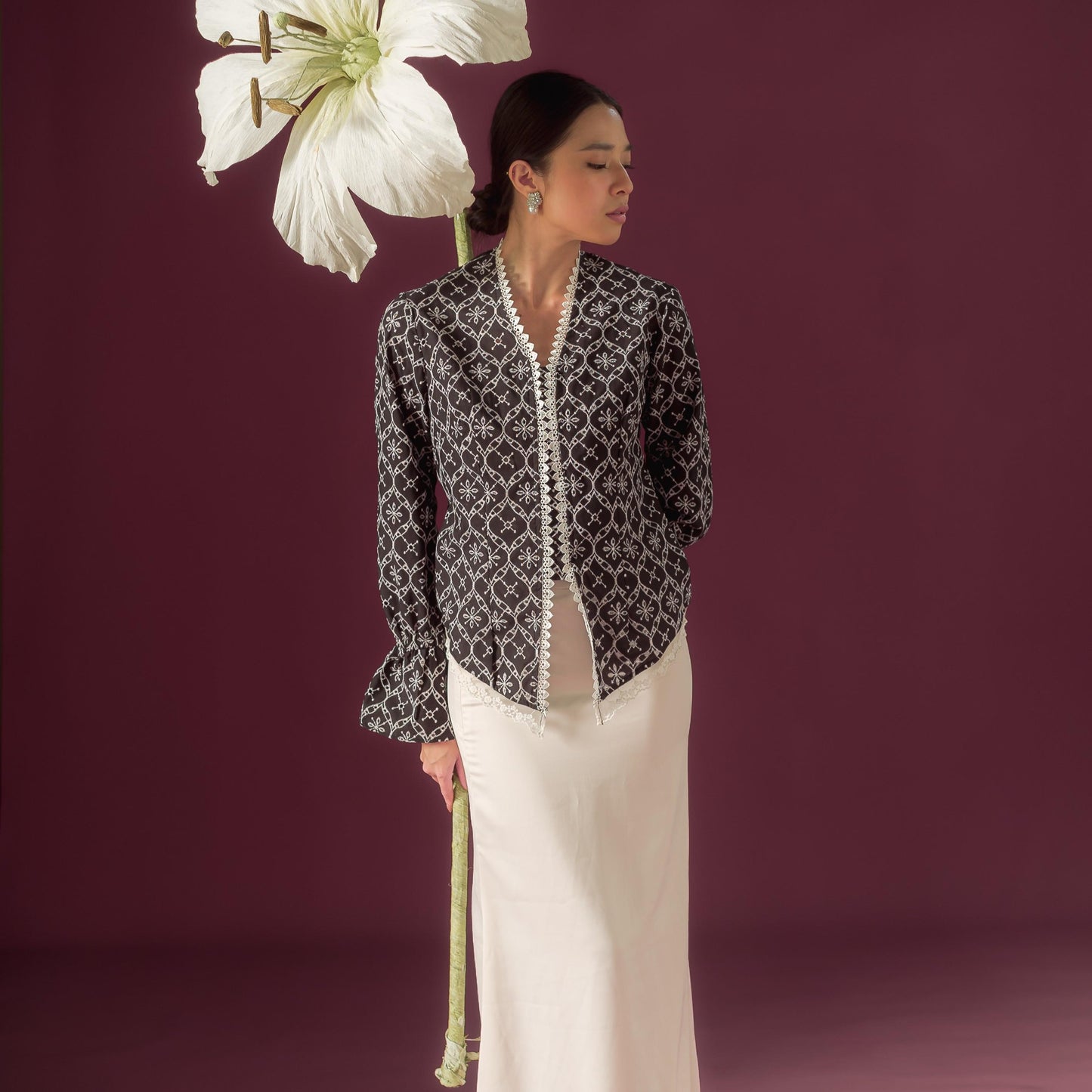 Celina Long Sleeve - Mandalas Women's Kebaya Top Modern Embroidered Cotton Outer