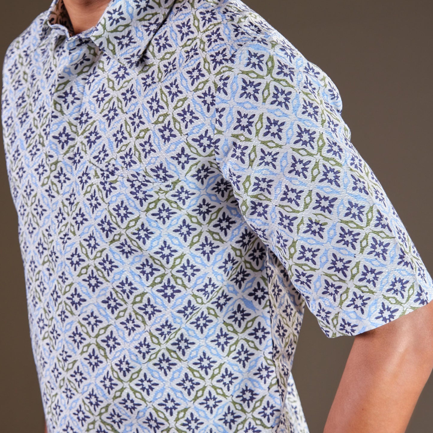 Chevron - Mandalas Premium Men's Short Sleeve Batik Shirt
