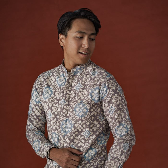 Jazer - Mandalas Koko Premium Men's Long Sleeve Batik Shirt