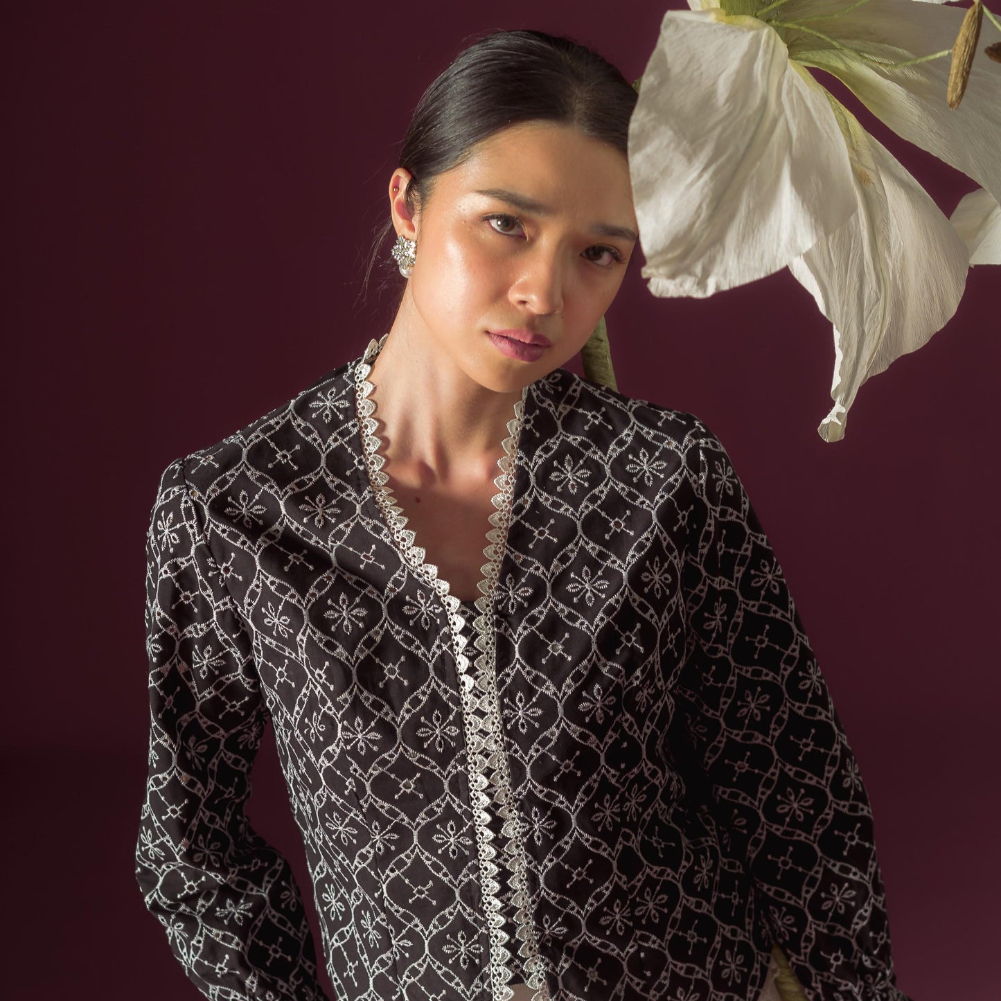 Celina Long Sleeve - Mandalas Women's Kebaya Top Modern Embroidered Cotton Outer