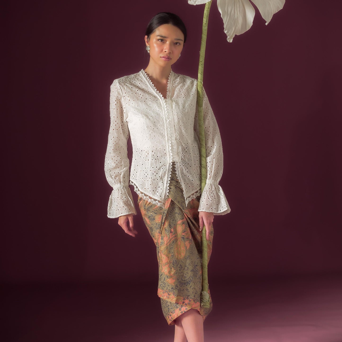 Celina Long Sleeve - Mandalas Women's Kebaya Top Modern Embroidered Cotton Outer
