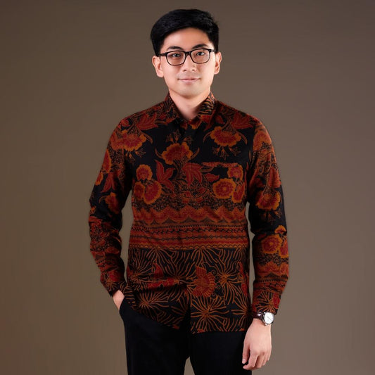 Geranium - Mandalas Premium Men's Long Sleeve Batik Shirt