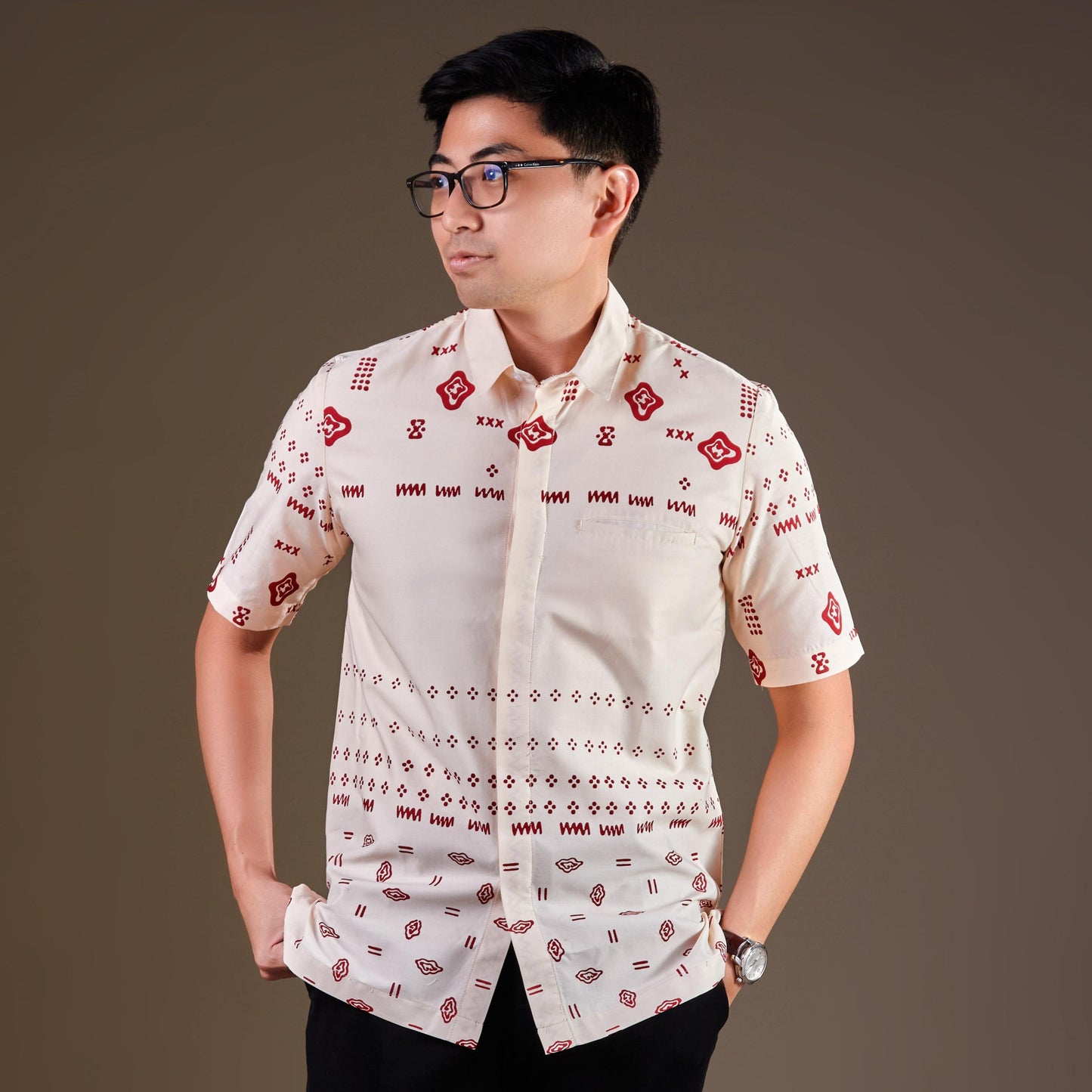 Putu - Mandalas Premium Men's Short Sleeve Batik Shirt