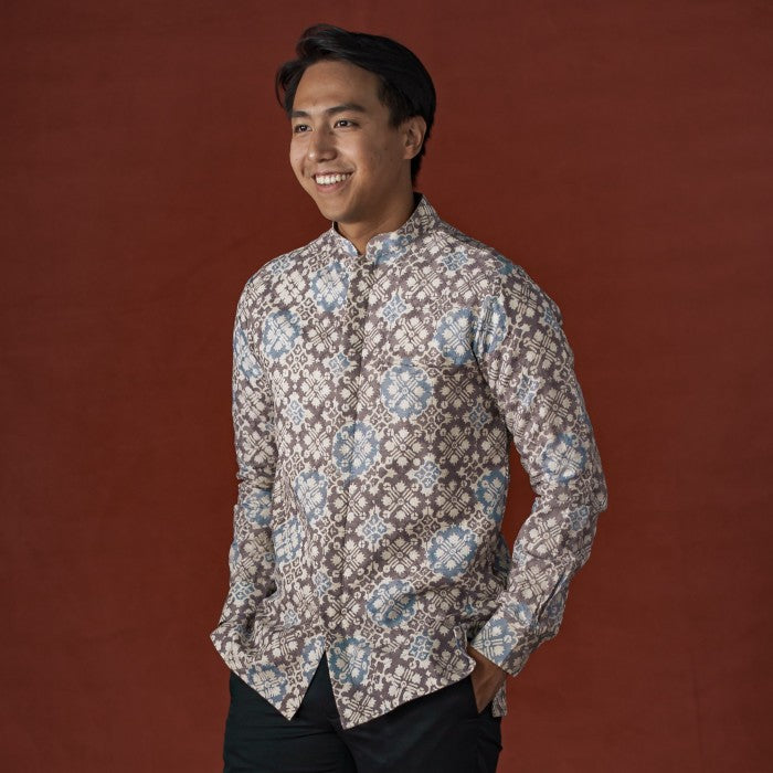 Jazer - Mandalas Koko Premium Men's Long Sleeve Batik Shirt