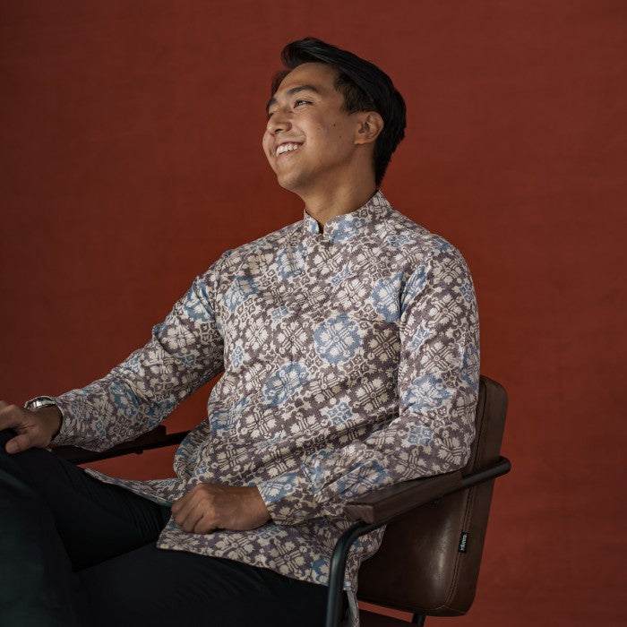 Jazer - Mandalas Koko Premium Men's Long Sleeve Batik Shirt