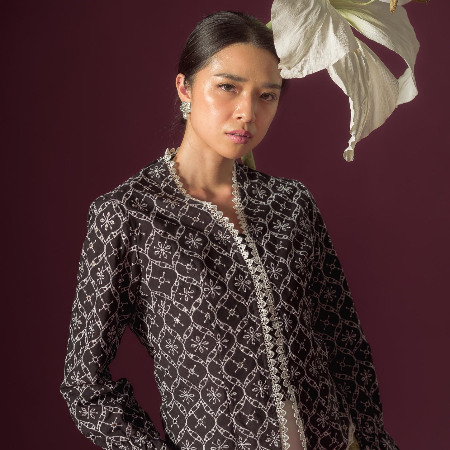 Celina Long Sleeve - Mandalas Women's Kebaya Top Modern Embroidered Cotton Outer