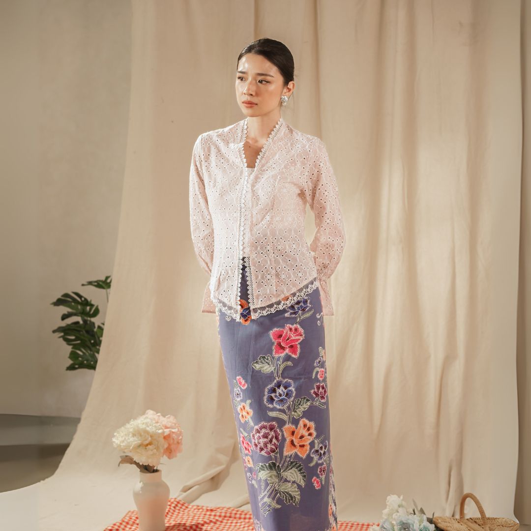 Celina Oat Long Sleeve - Mandalas Women's Kebaya Top Modern Embroidered Cotton Outer