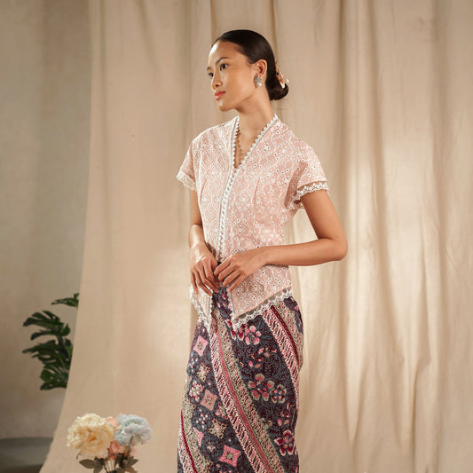 Celina Sky Long Sleeve - Mandalas Women's Kebaya Top Modern Embroidered Cotton Outer