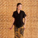 Celine Black Short Sleeve - Mandalas Women’s Modern Embroidered Cotton Kebaya Top