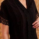 Celine Black Short Sleeve - Mandalas Women’s Modern Embroidered Cotton Kebaya Top