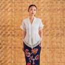 Celine Ice Blue Short Sleeve - Mandalas Women’s Modern Embroidered Cotton Kebaya Top