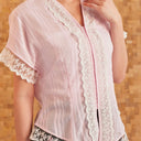 Celine Sakura Short Sleeve - Mandalas Women’s Modern Embroidered Cotton Kebaya Top
