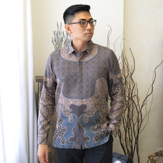 Kujaru - Mandalas Men's Long Sleeve Batik Shirt
