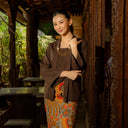 Nara Mahogany Lengan Panjang - Mandalas Kebaya Kutubaru Wanita Bahan Woven Premium Elegan