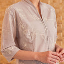 Nayara Grey Long Sleeve - Mandalas Women’s Modern Embroidered Cotton Kebaya Top
