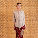 Nayara Grey Long Sleeve - Mandalas Women’s Modern Embroidered Cotton Kebaya Top