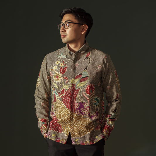 Pavo - Mandalas Premium Men's Long Sleeve Batik Shirt