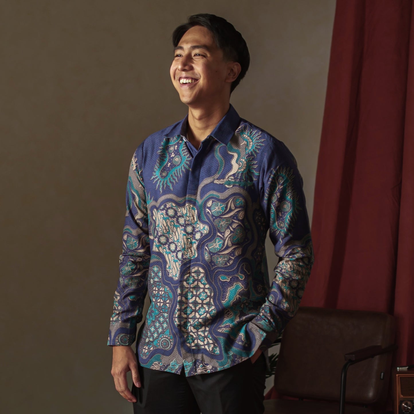 Sagara - Mandalas Premium Men's Long Sleeve Batik Shirt