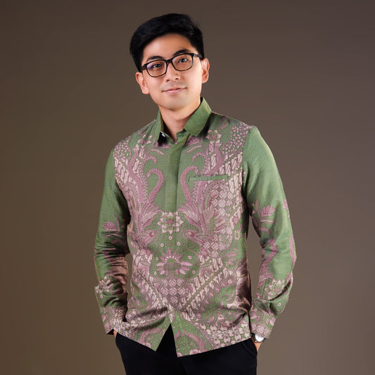 Verdanta - Mandalas Premium Men's Long Sleeve Batik Shirt