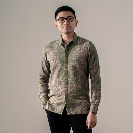 Verdanta - Mandalas Premium Men's Long Sleeve Batik Shirt